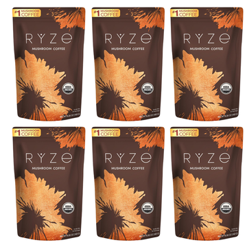 RYZE Mushroom Coffee – Pack of 6 | Bulk Value Bundle of Organic Mushroom Coffee with Adaptogens for Energy, Focus & Wellness