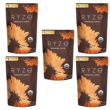 RYZE Mushroom Coffee – Pack of 5 | Organic Adaptogenic Mushroom Coffee for Focus, Energy & Immune Support